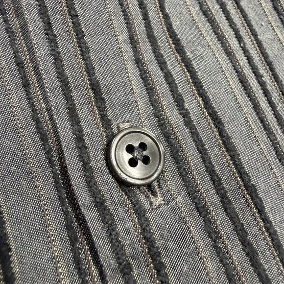 Ermenegildo Zegna Z Striped Dress Shirt Long Sleeve Button Up Grey 15 1/2 Medium - Picture 6 of 11